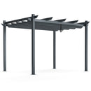 10 x 12 Feet Outdoor Aluminum Retractable Pergola Canopy Shelter Grape Trellis-Beige by DirectDeals