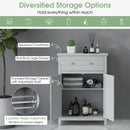Wooden Bathroom Floor Cabinet with Drawer and Adjustable Shelf-Gray