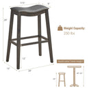 29 Inch Set of 2 Backless Wood Nailhead Barstools with PVC Leather Seat by DirectDeals