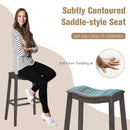 29 Inch Set of 2 Backless Wood Nailhead Barstools with PVC Leather Seat by LJGDeals