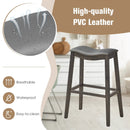 29 Inch Set of 2 Backless Wood Nailhead Barstools with PVC Leather Seat by LJGDeals