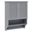 2-Doors Bathroom Wall-Mounted Medicine Cabinet with Towel Bar-Brown by DirectDeals