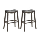 29 Inch Set of 2 Backless Wood Nailhead Barstools with PVC Leather Seat by DirectDeals
