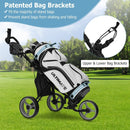 3 Wheels Folding Golf Push Cart with Seat Scoreboard and Adjustable Handle by LJGDeals