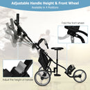 3 Wheels Folding Golf Push Cart with Seat Scoreboard and Adjustable Handle