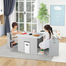 4-in-1 Kids Table and Chairs with Multiple Storage for Learning-Gray by DirectDeals
