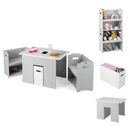 4-in-1 Kids Table and Chairs with Multiple Storage for Learning-Gray by DirectDeals