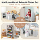 4-in-1 Kids Table and Chairs with Multiple Storage for Learning-Gray by DirectDeals