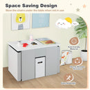 4-in-1 Kids Table and Chairs with Multiple Storage for Learning-Gray by DirectDeals