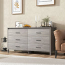 6-Drawer Wide Dresser Chest with Center Support and Anti-tip Kit-Gray by LJGDeals