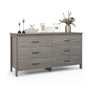 6-Drawer Wide Dresser Chest with Center Support and Anti-tip Kit-Gray by LJGDeals