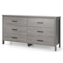6-Drawer Wide Dresser Chest with Center Support and Anti-tip Kit-Gray by LJGDeals