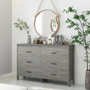 6-Drawer Wide Dresser Chest with Center Support and Anti-tip Kit-Gray by LJGDeals