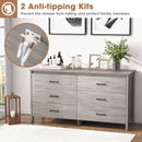 6-Drawer Wide Dresser Chest with Center Support and Anti-tip Kit-Gray by LJGDeals