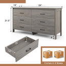 6-Drawer Wide Dresser Chest with Center Support and Anti-tip Kit-Gray by LJGDeals