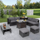 9 Pieces Patio Furniture Set with 32‚Äù Fire Pit Table and 50000 BTU Square Propane Fire Pit by DirectDeals