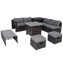 9 Pieces Patio Furniture Set with 32‚Äù Fire Pit Table and 50000 BTU Square Propane Fire Pit by DirectDeals