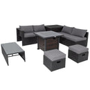 9 Pieces Patio Furniture Set with 32‚Äù Fire Pit Table and 50000 BTU Square Propane Fire Pit by LJGDeals