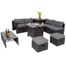 9 Pieces Patio Furniture Set with 32‚Äù Fire Pit Table and 50000 BTU Square Propane Fire Pit by LJGDeals