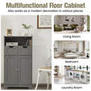 Bathroom Wooden Side Cabinet  with 2 Drawers and 2 Doors-Gray