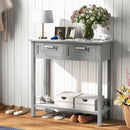 Narrow Console Table with Drawers and Open Storage Shelf by LJGDeals