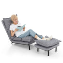 Modern Armless Accent Chair with Ottoman for Living Room-Gray by LJGDeals