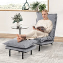 Modern Armless Accent Chair with Ottoman for Living Room-Gray by LJGDeals
