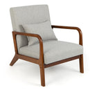 Modern Accent Chair with Rubber Wood Frame and Lumbar Pillow by LJGDeals