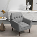 Modern Tufted Fabric Accent Chair with Rubber Wood Legs by LJGDeals
