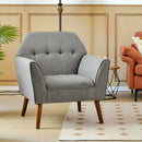 Modern Tufted Fabric Accent Chair with Rubber Wood Legs by LJGDeals