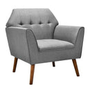 Modern Tufted Fabric Accent Chair with Rubber Wood Legs by LJGDeals