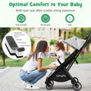 One-Hand Folding Portable Lightweight Baby Stroller with Aluminum Frame-Gray