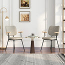 Set of 2 Modern Fabric Dining Chairs with Armrest and Curved Backrest by LJGDeals
