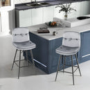 2 Pieces 29 Inch Velvet Bar Stools Set with Tufted Back and Footrests by LJGDeals