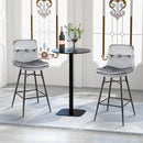 2 Pieces 29 Inch Velvet Bar Stools Set with Tufted Back and Footrests by DirectDeals