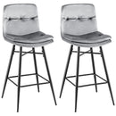 2 Pieces 29 Inch Velvet Bar Stools Set with Tufted Back and Footrests by DirectDeals