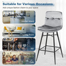 2 Pieces 29 Inch Velvet Bar Stools Set with Tufted Back and Footrests by LJGDeals