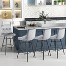 2 Pieces 29 Inch Velvet Bar Stools Set with Tufted Back and Footrests by LJGDeals