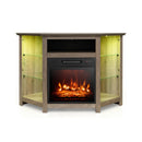 Fireplace Corner TV Stand with LED Lights and Smart APP Control for 50 Inches TV-Gray