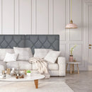 Upholstered Wall Mounted Headboard with Tufted Button Linen Fabric by LJGDeals