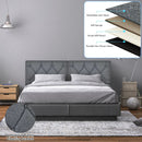Upholstered Wall Mounted Headboard with Tufted Button Linen Fabric by LJGDeals