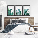 Green Banana Leaves 3 Piece Set. Tropical Wall Art by Wall Art Set