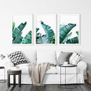 Green Banana Leaves 3 Piece Set. Tropical Wall Art by Wall Art Set
