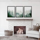 Evergreen Misty Forest Triptych. Set of 3 Prints by Wall Art Set