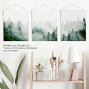 Evergreen Misty Forest Triptych. Set of 3 Prints by Wall Art Set