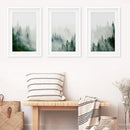 Evergreen Misty Forest Triptych. Set of 3 Prints by Wall Art Set