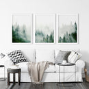 Evergreen Misty Forest Triptych. Set of 3 Prints by Wall Art Set