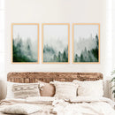 Evergreen Misty Forest Triptych. Set of 3 Prints by Wall Art Set