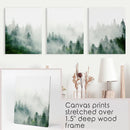 Evergreen Misty Forest Triptych. Set of 3 Prints by Wall Art Set