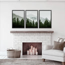 Green Mountain Forest 3 Piece Wall Art. Foggy Nordic Nature by Wall Art Set